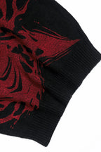 Men's Black Red Graphic Knit Sweater Crew Neck Oversized Casual Long Sleeve Pullover Streetwear